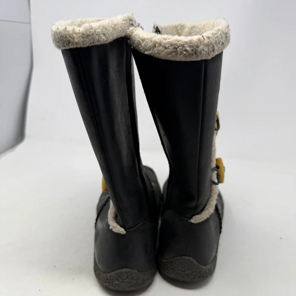 Keen Womens Black Leather Shearling Lined Toggle Boots Size 8 5361-BLCK